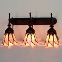 Rustic Rural Pink 3 Light Stained Glass Wall light