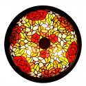 16 Inch Retro Rose Stained Glass Flush Mount