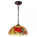 16 Inch Rustic Rural Stained Glass Pendant Light