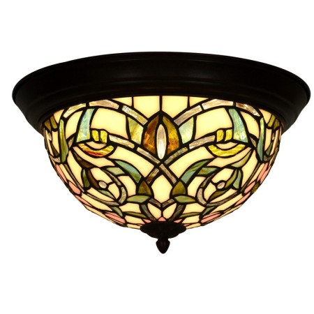 12 Inch Stained Glass Flush Mount