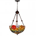 16 Inch Rose Stained Glass Pendant Light