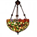 16 Inch Dragonfly Stained Glass Pendant Light