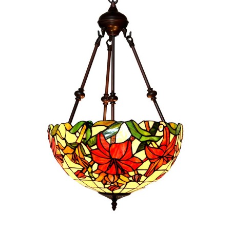 16 Inch Red Stained Glass Pendant Light