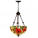 16 Inch Red Stained Glass Pendant Light