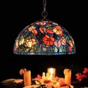 16 Inch Retro 1 Light Stained Glass Pendant Light