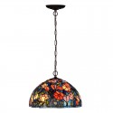 16 Inch Retro 1 Light Stained Glass Pendant Light