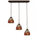 6 Inch Rural 3 Light Stained Glass Pendant Light