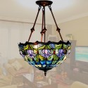 16 Inch Blue Tulip Stained Glass Pendant Light