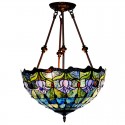 16 Inch Blue Tulip Stained Glass Pendant Light