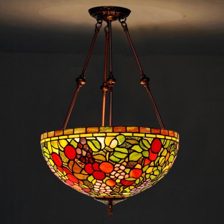 16 Inch Rural Stained Glass Pendant Light