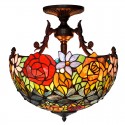 16 Inch Rose Stained Glass Pendant Light