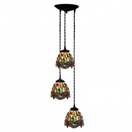 3 Light Stained Glass Pendant Light