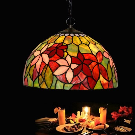 12 Inch 1 Light Stained Glass Pendant Light