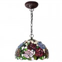 12 Inch Rose Stained Glass Pendant Light