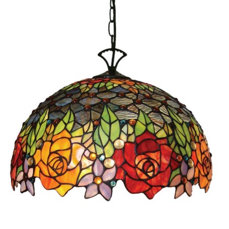 16 Inch Rose Stained Glass Pendant Light