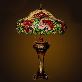 18 Inch Peony Stained Glass Table Lamp