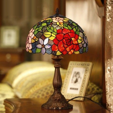 12 Inch Red Stained Glass Table Lamp