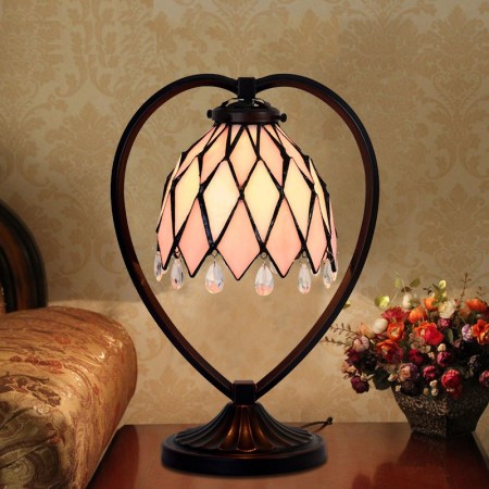 7 Inch Pink Stained Glass Table Lamp