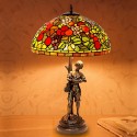 16 Inch Rural Brass Stained Glass Table Lamp