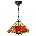 18 Inch 1 Light Rose Stained Glass Pendant Light