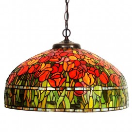 20 Inch 1 Light Rustic Stained Glass Pendant Light