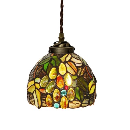 7 Inch Grape 1 Light Stained Glass Pendant Light