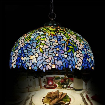 20 Inch Wisteria Stained Glass Pendant Light