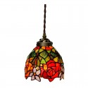 7 Inch Rose Stained Glass Pendant Light