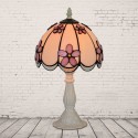 8 Inch Pink Stained Glass Table Lamp