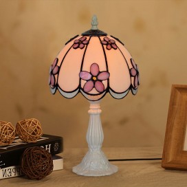 8 Inch Pink Stained Glass Table Lamp