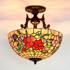 16 Inch Round Stained Glass Pendant Light