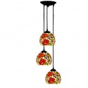 3 Light Rose Stained Glass Pendant Light