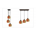 3 Light Rose Stained Glass Pendant Light