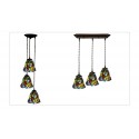 Rustic 3 Light Grape Stained Glass Pendant Light