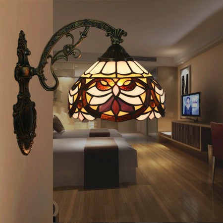 8 Inch European Stained Glass Baroque Style Wall Light