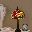 8 Inch European Stained Glass Grape Style Table Lamp