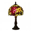 8 Inch European Stained Glass Grape Style Table Lamp