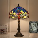 10 Inch European Stained Glass Dragonfly Style Table Lamp