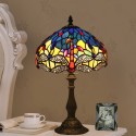 10 Inch European Stained Glass Dragonfly Style Table Lamp