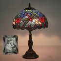 12 Inch European Stained Glass Dragonfly Style Table Lamp