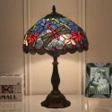 12 Inch European Stained Glass Dragonfly Style Table Lamp