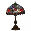 12 Inch European Stained Glass Dragonfly Style Table Lamp