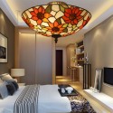 16 Inch European Stained Glass Flush Mount