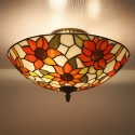 16 Inch European Stained Glass Flush Mount