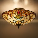 16 Inch European Stained Glass Flush Mount