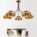 5 Light Modern / Contemporary Steel Chandelier with Acrylic Shade