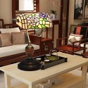 European Stained Glass Rose Style Table Lamp