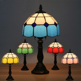 8 Inch Mediterranean Stained Glass Table Lamp