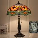 16 Inch European Stained Glass Dragonfly Style Table Lamp