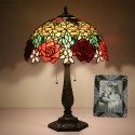 16 Inch European Stained Glass Rose Style Table Lamp